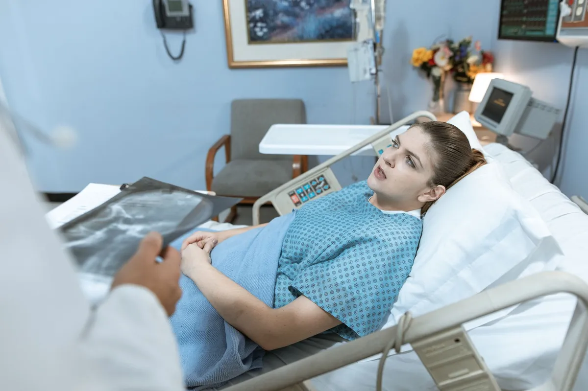 woman in hospital bed