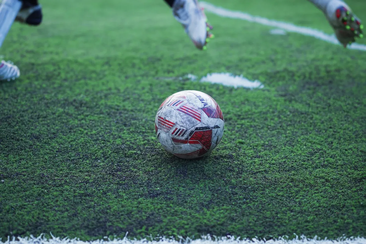 close-up of a soccer match