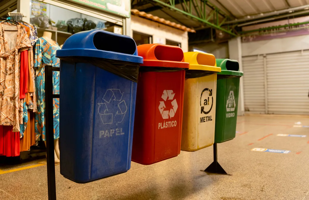 recycling bins in community