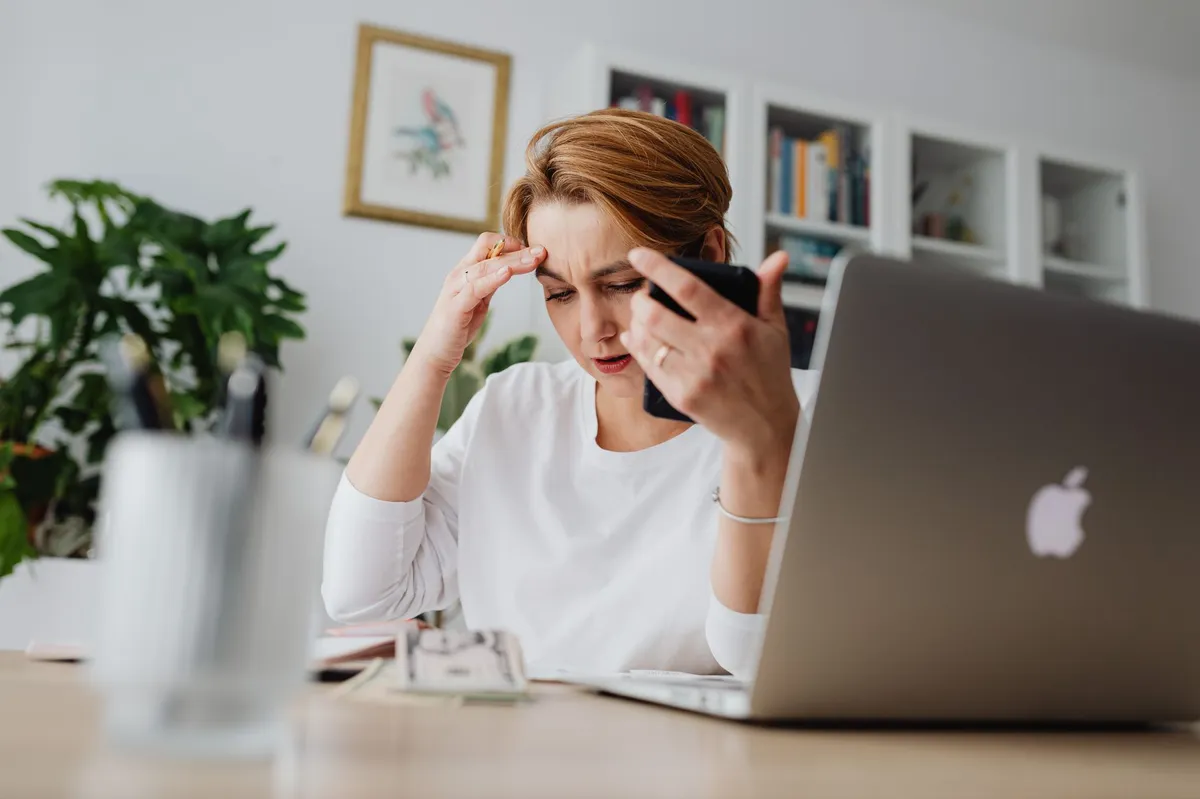 worried woman at work