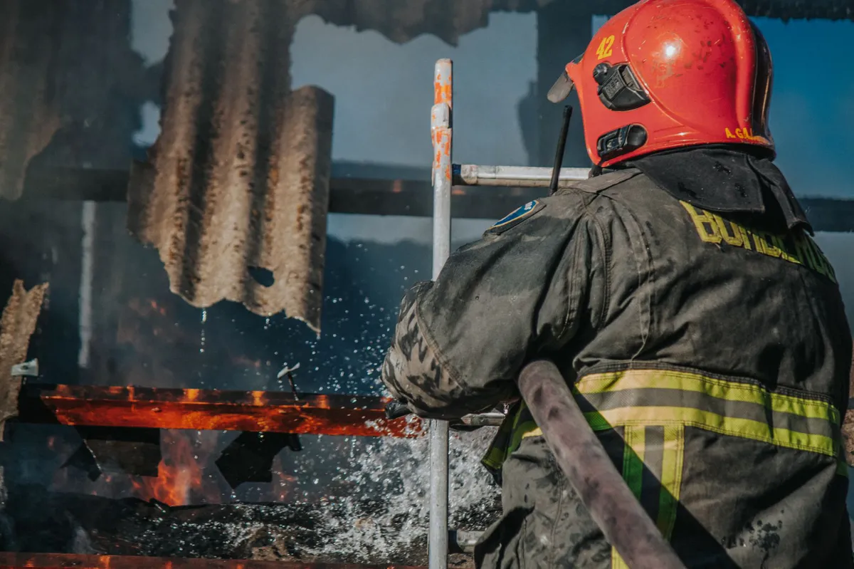 firefighters battling flames