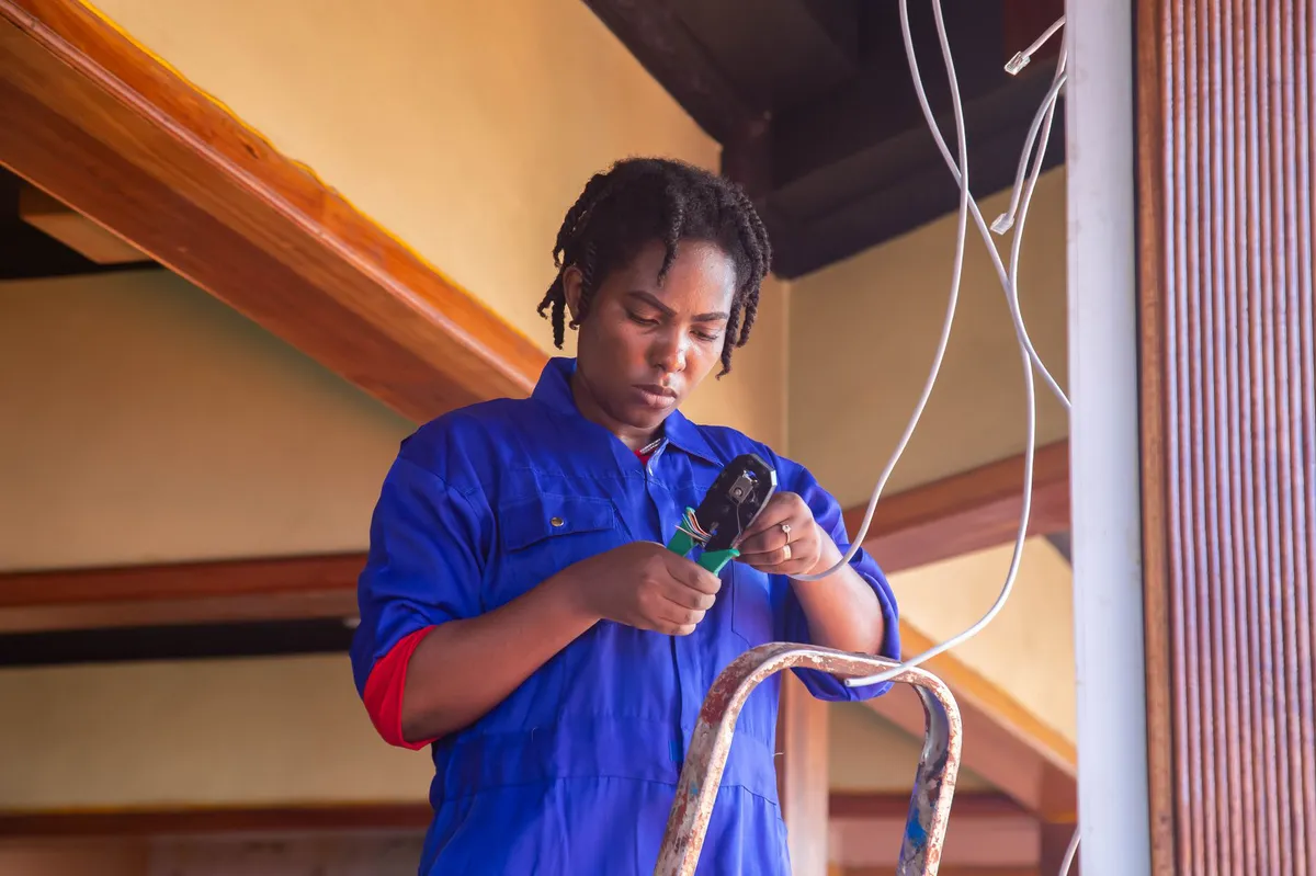 female electrician working