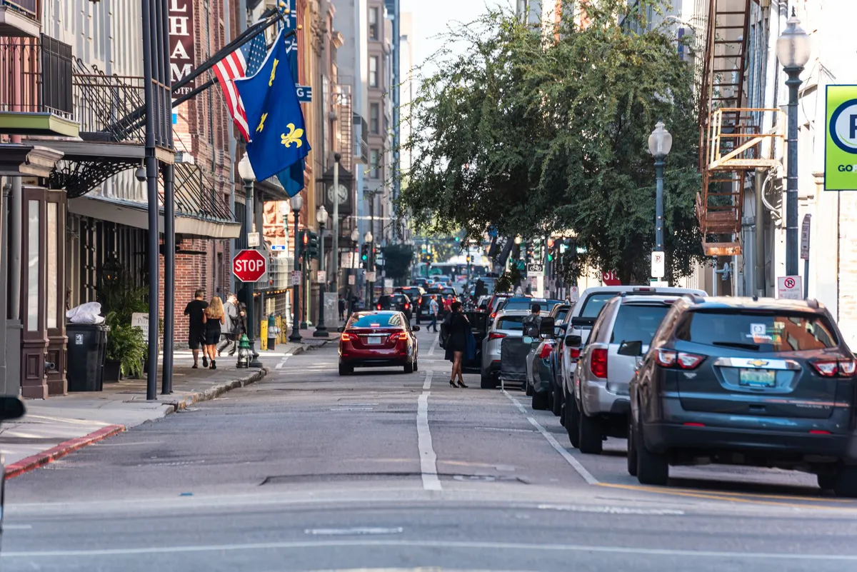 Louisiana state flag waving