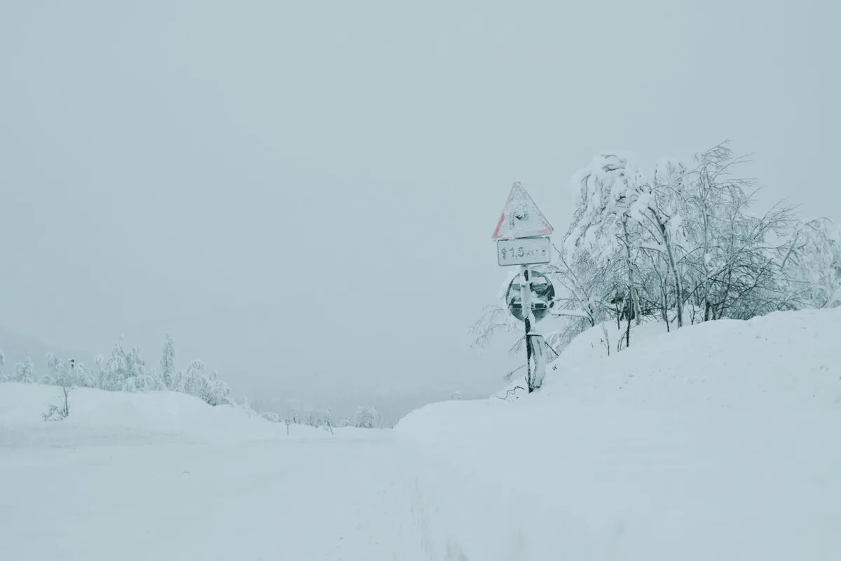 snow-covered road accident