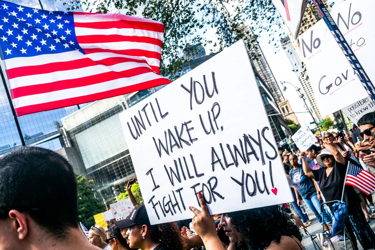 American flag protest