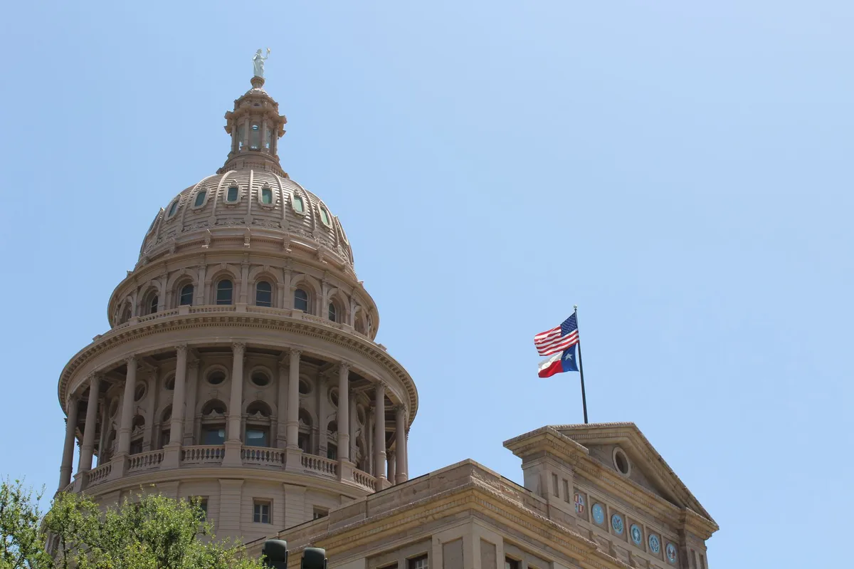 Texas flag and state map
