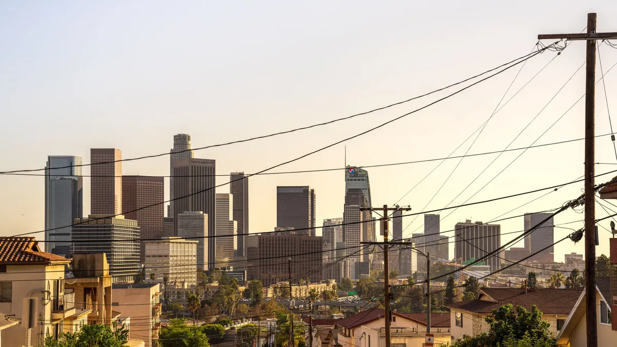 Los Angeles cityscape at sunset