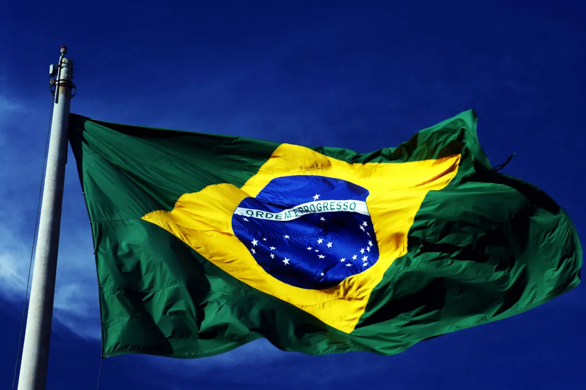 Brazilian flag waving