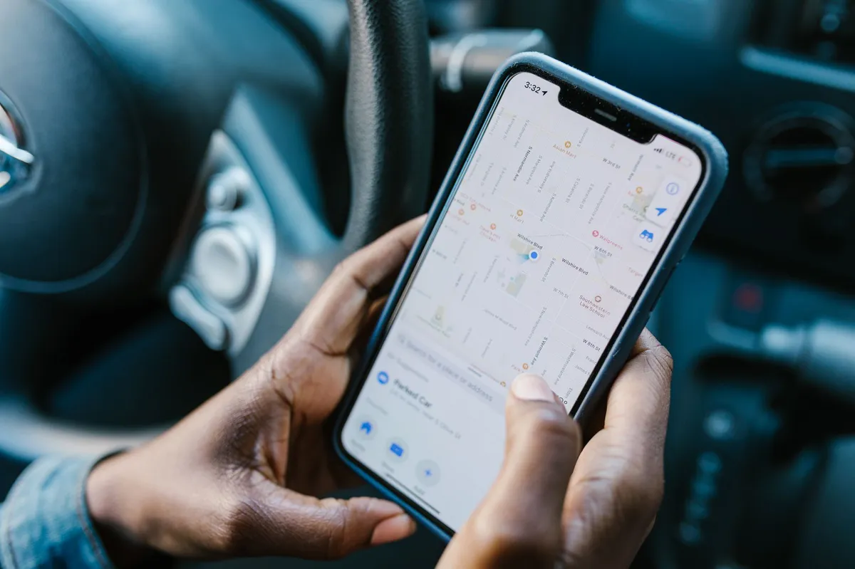driver checking GPS