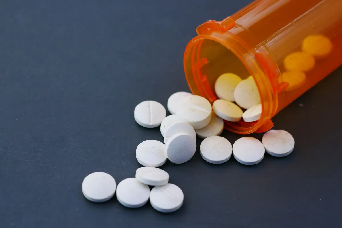 pharmacy shelves with opioids