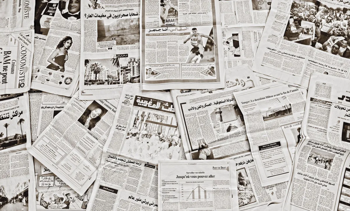 newspaper headlines collage
