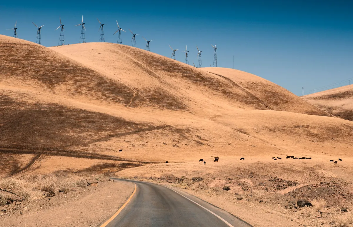California coastline wind turbines