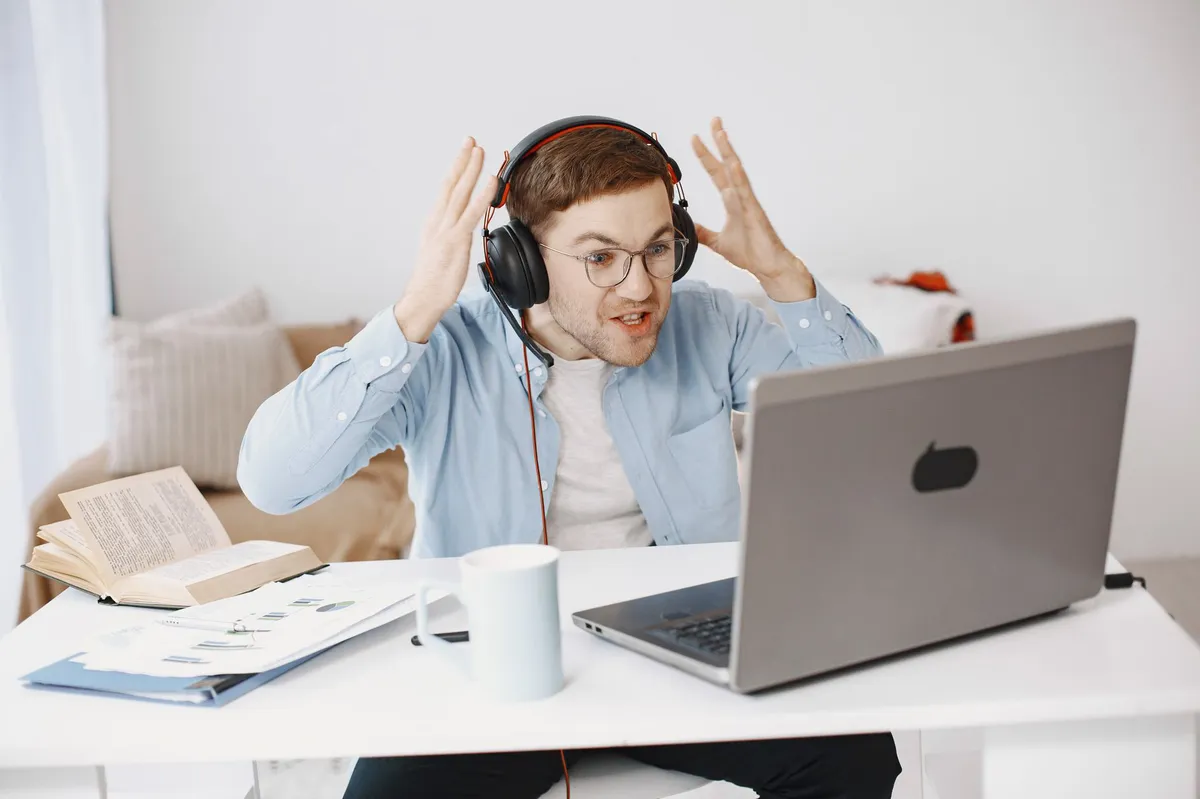 frustrated man at desk
