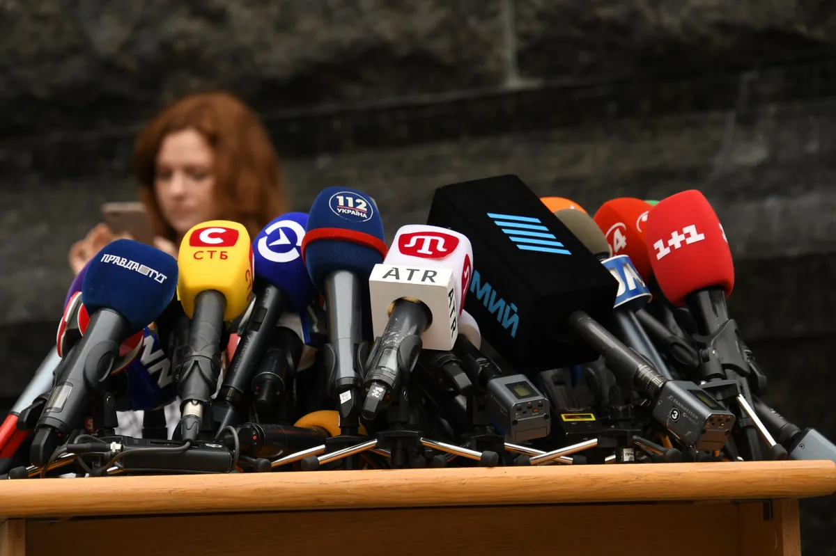 press conference with journalists