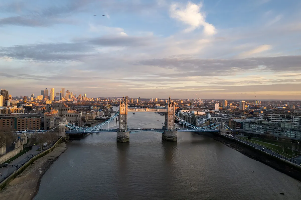 London skyline at sunset