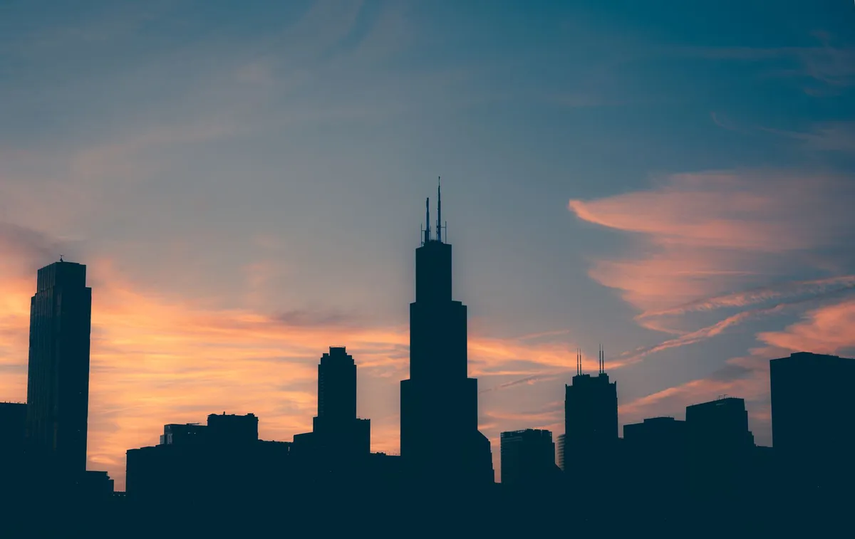 Chicago skyline dusk