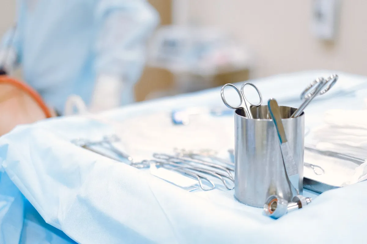 surgical instruments on table