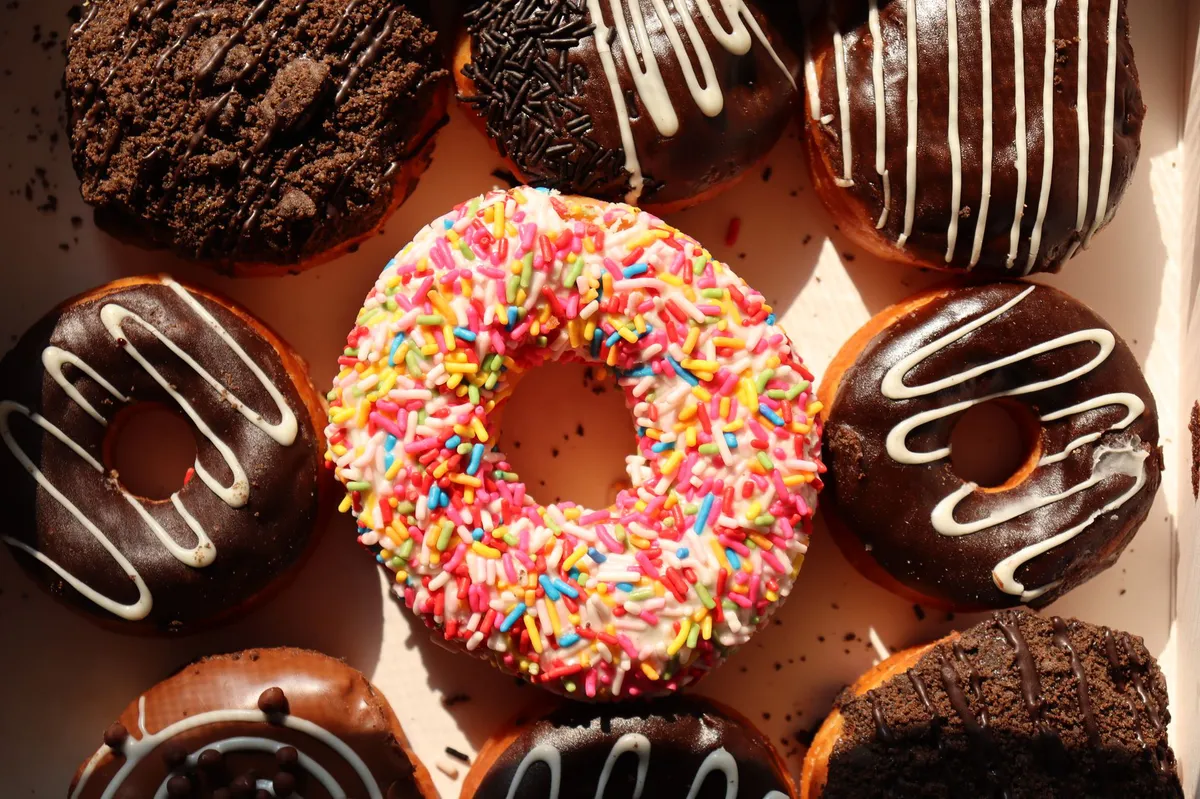 chocolate donuts closeup