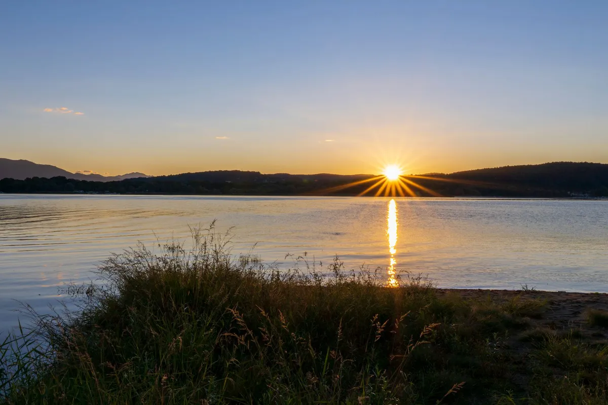 sunset over a peaceful landscape