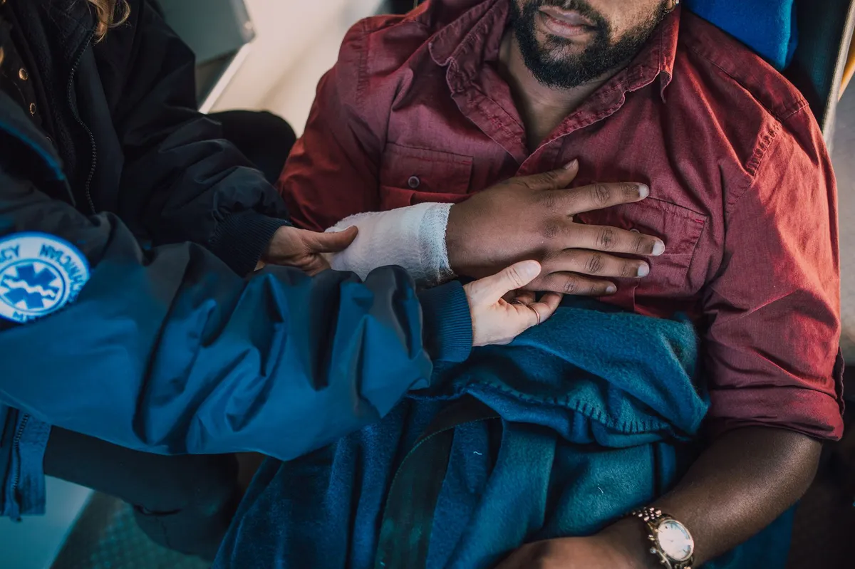 injured person receiving medical attention