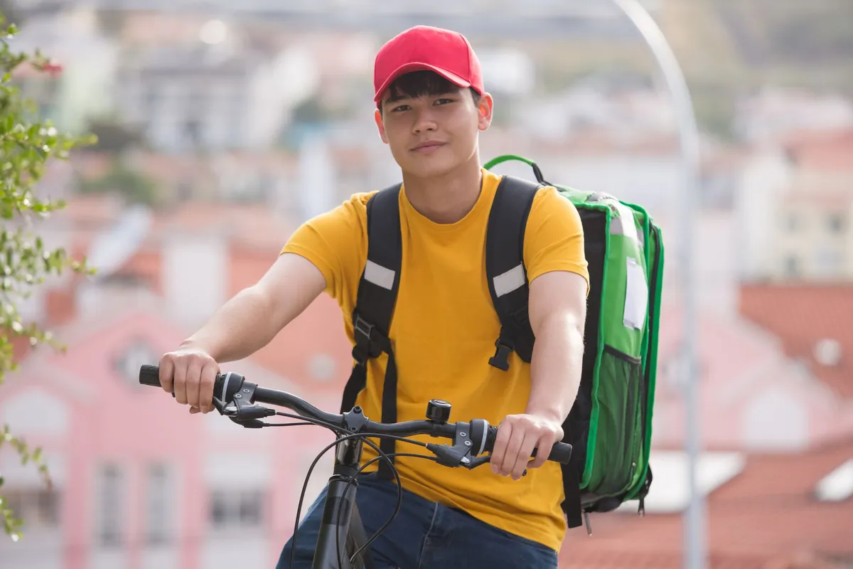 delivery driver on bicycle