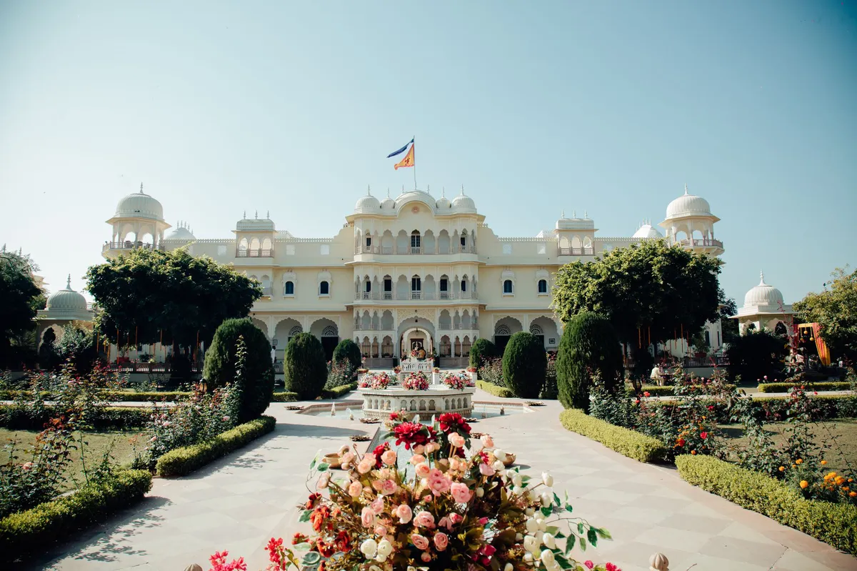 flowers outside palace