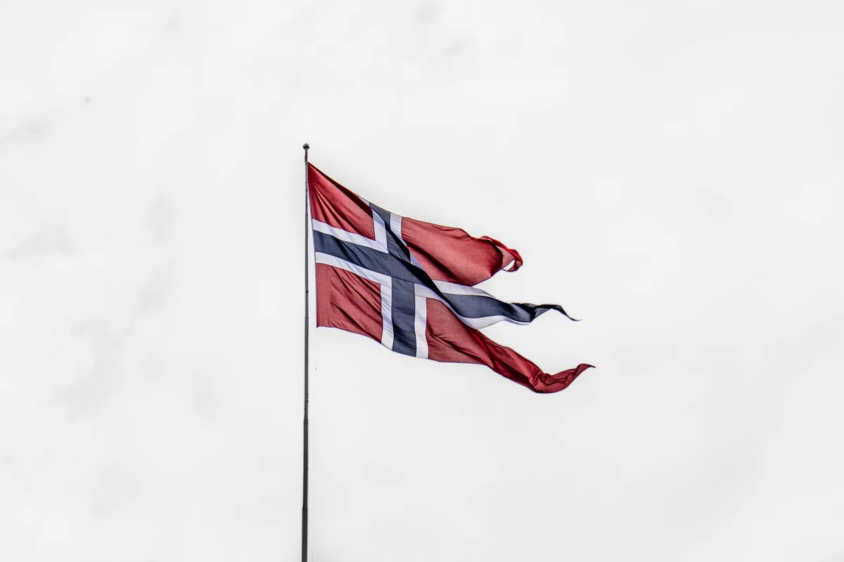 Norwegian flag flying