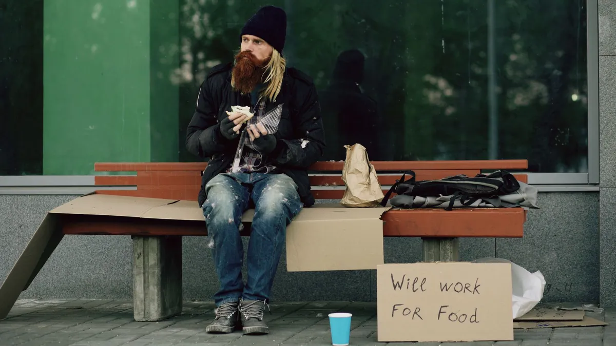 homeless person on the street