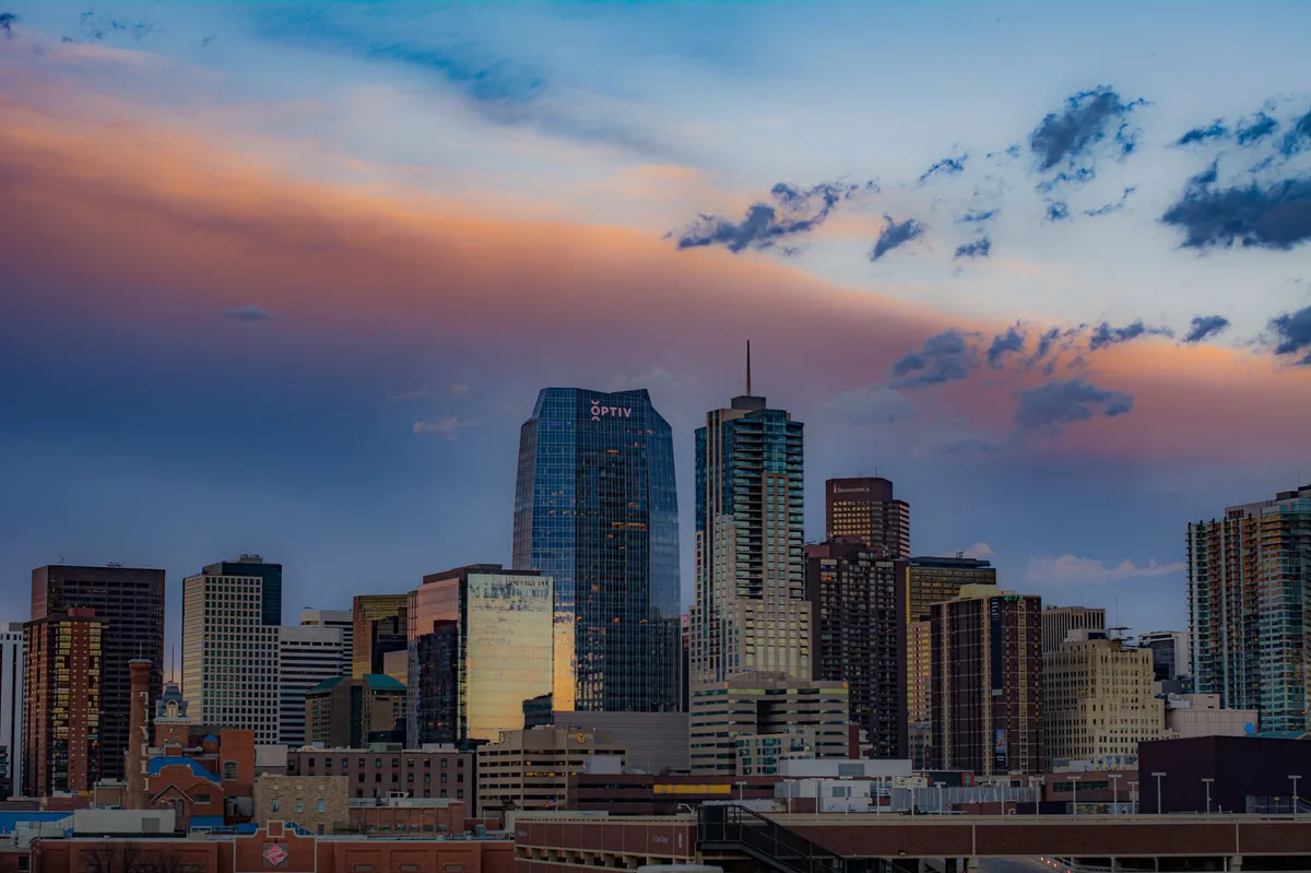 Denver skyline at dusk