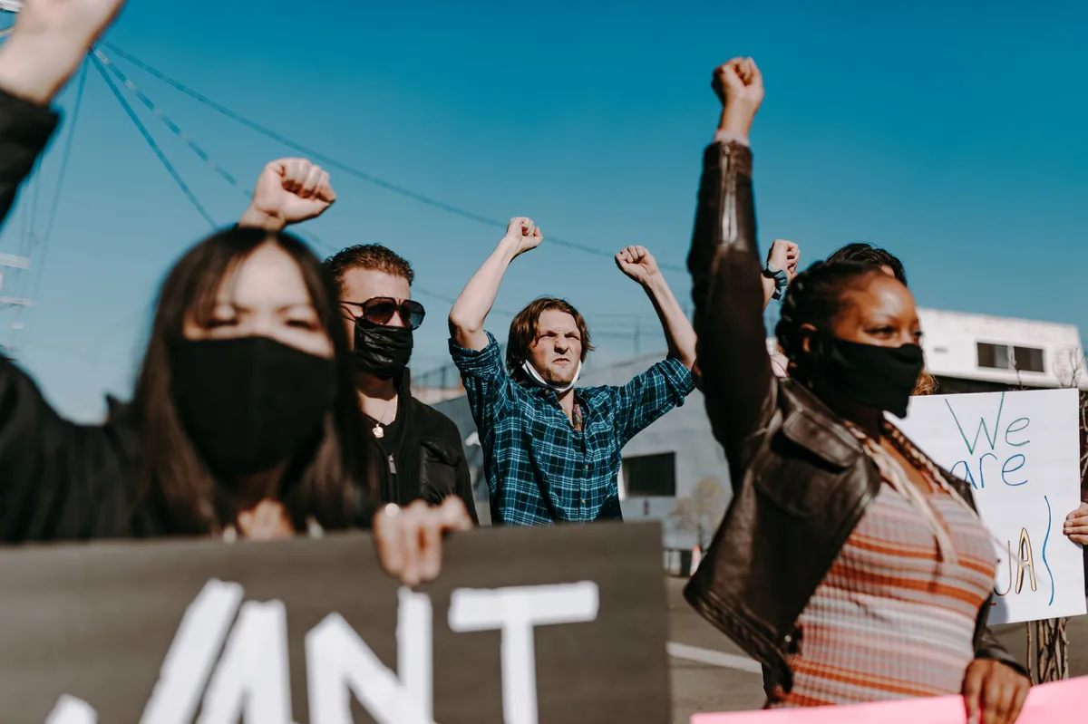 group of people protesting