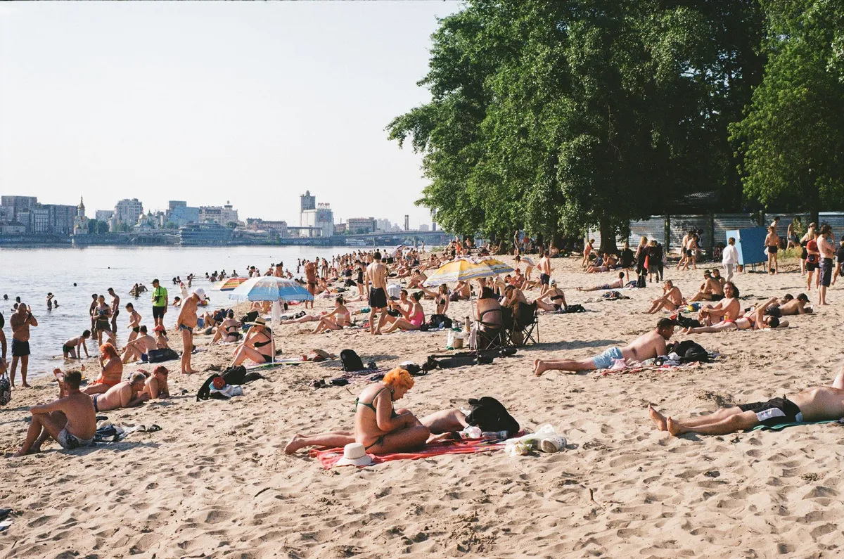beachgoers enjoying summer