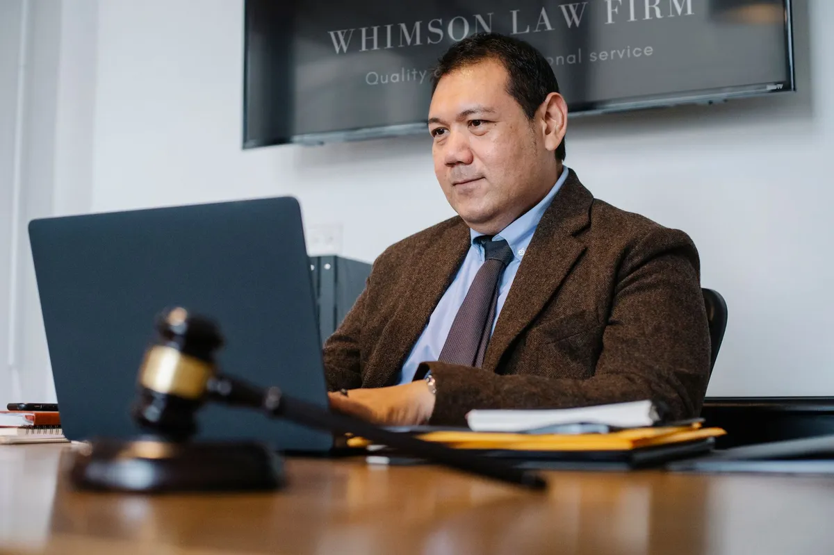 business executive in courtroom