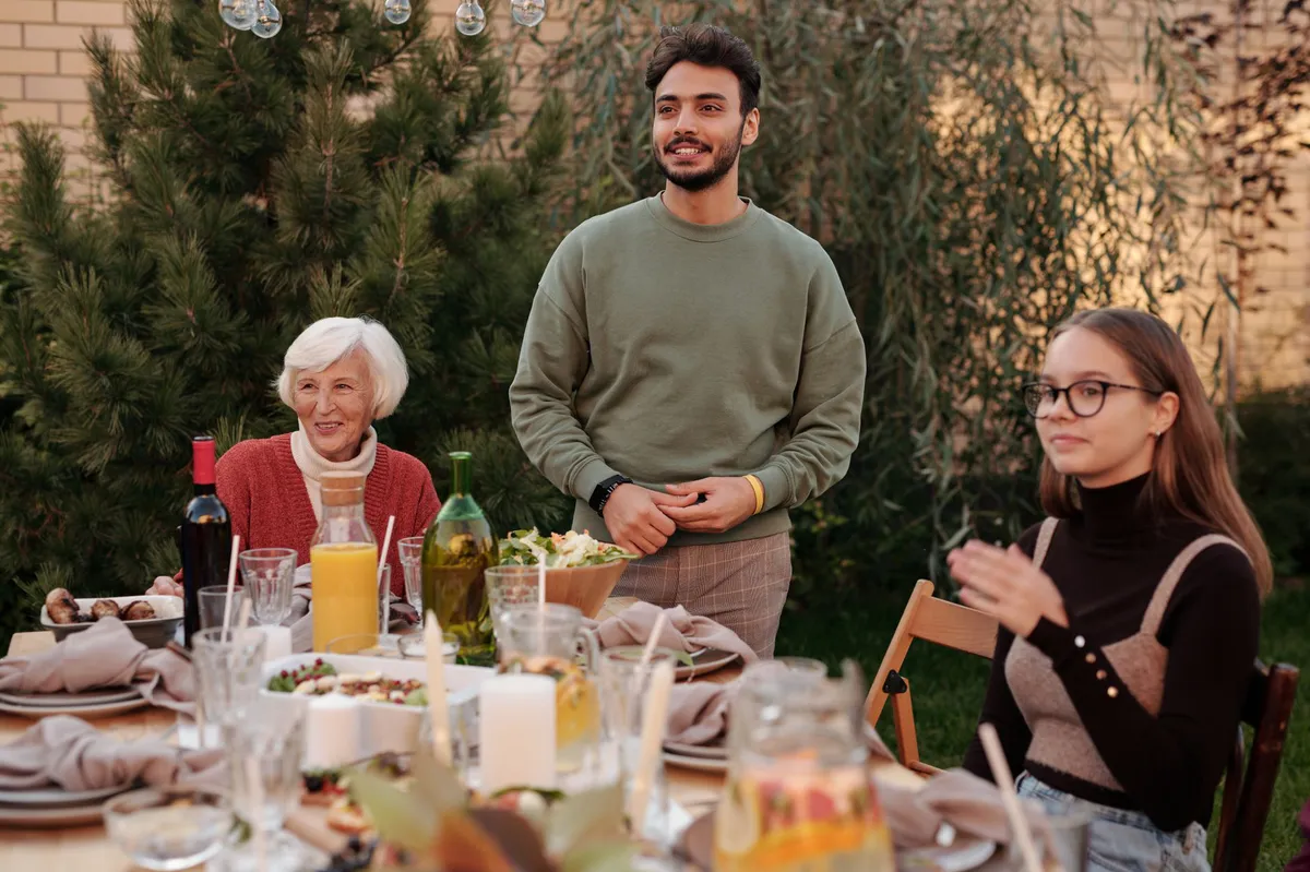 family enjoying food