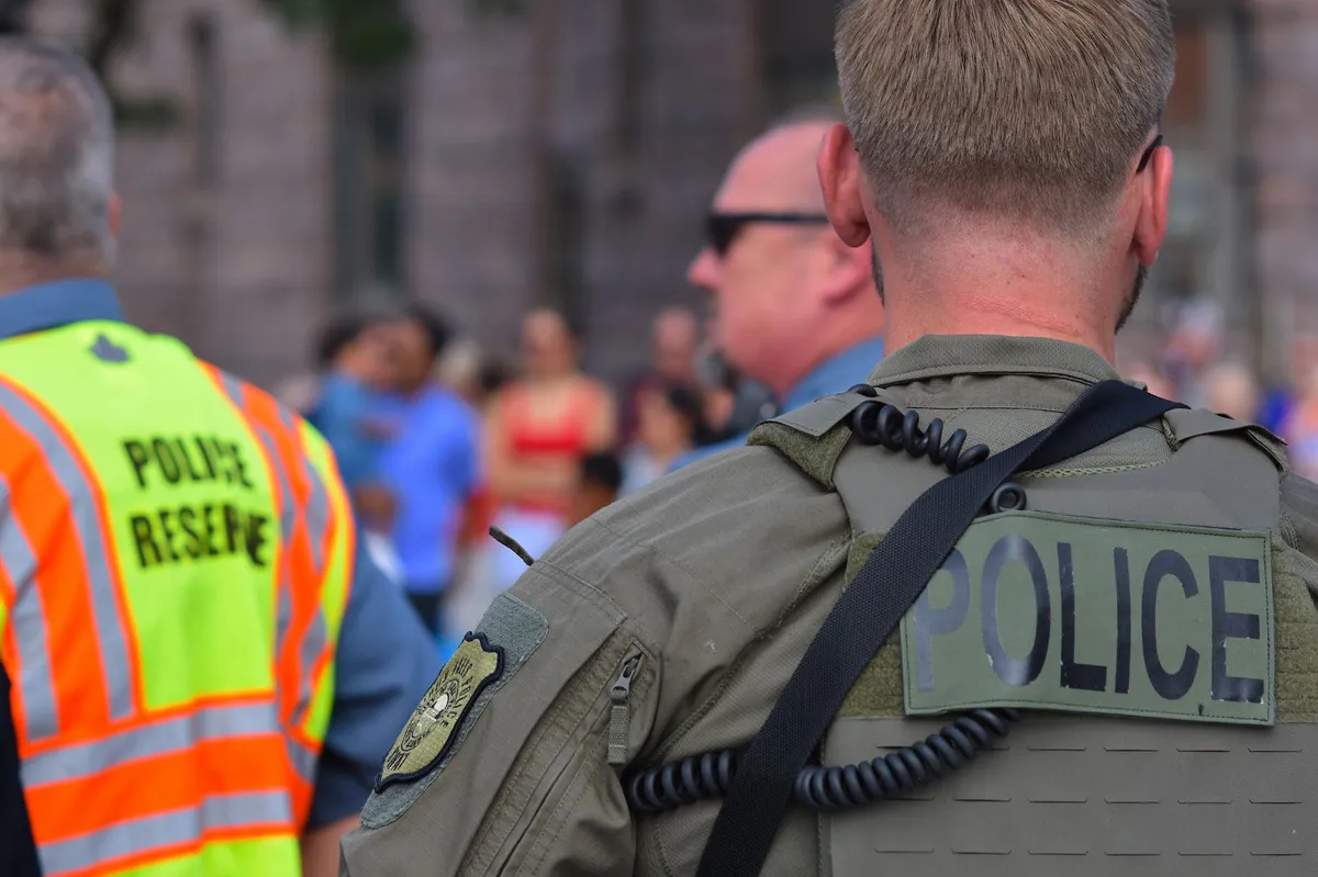 police officers at community event