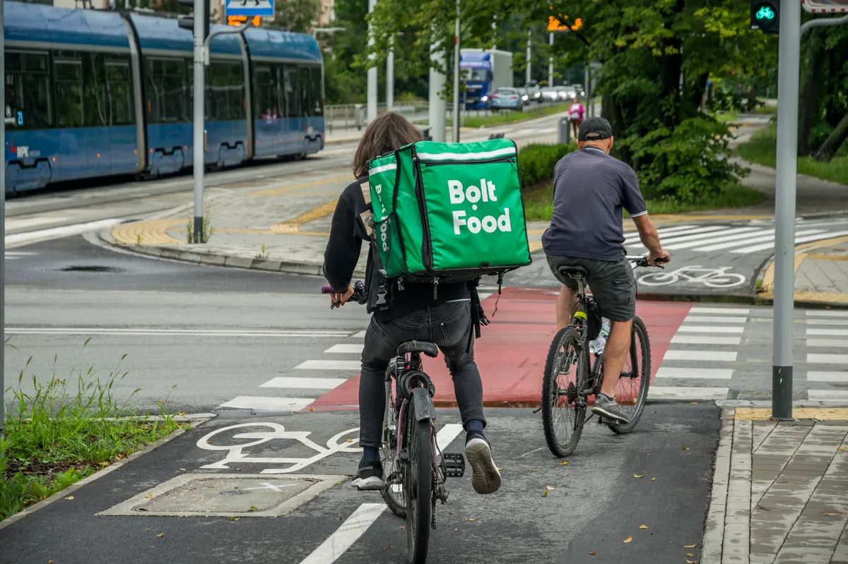 cyclist on urban bike lane