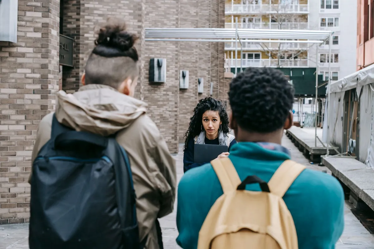 concerned parents discussing campus safety