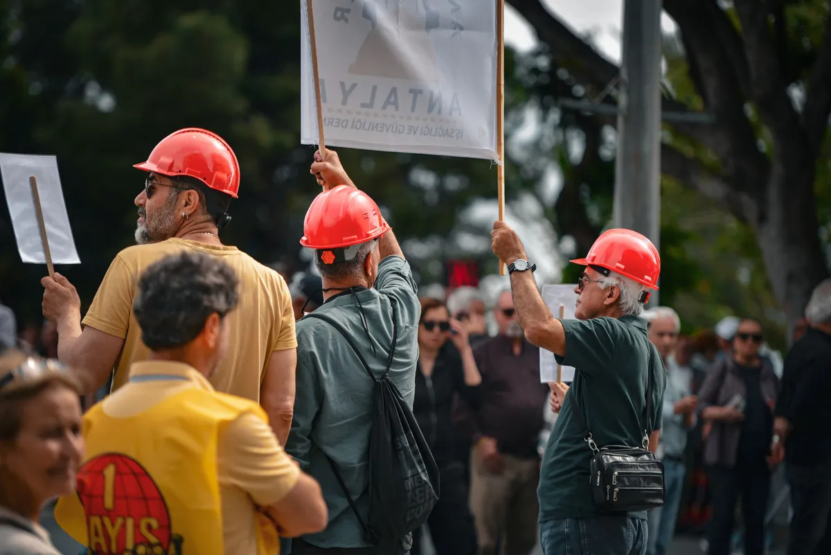 group of workers at protest