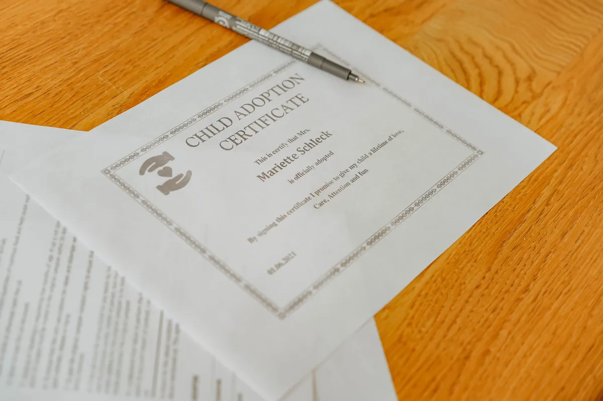 child with legal documents