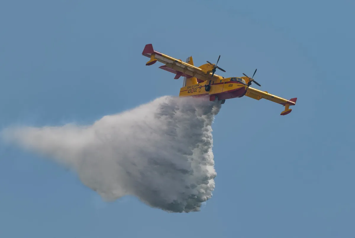 firefighting aircraft in action