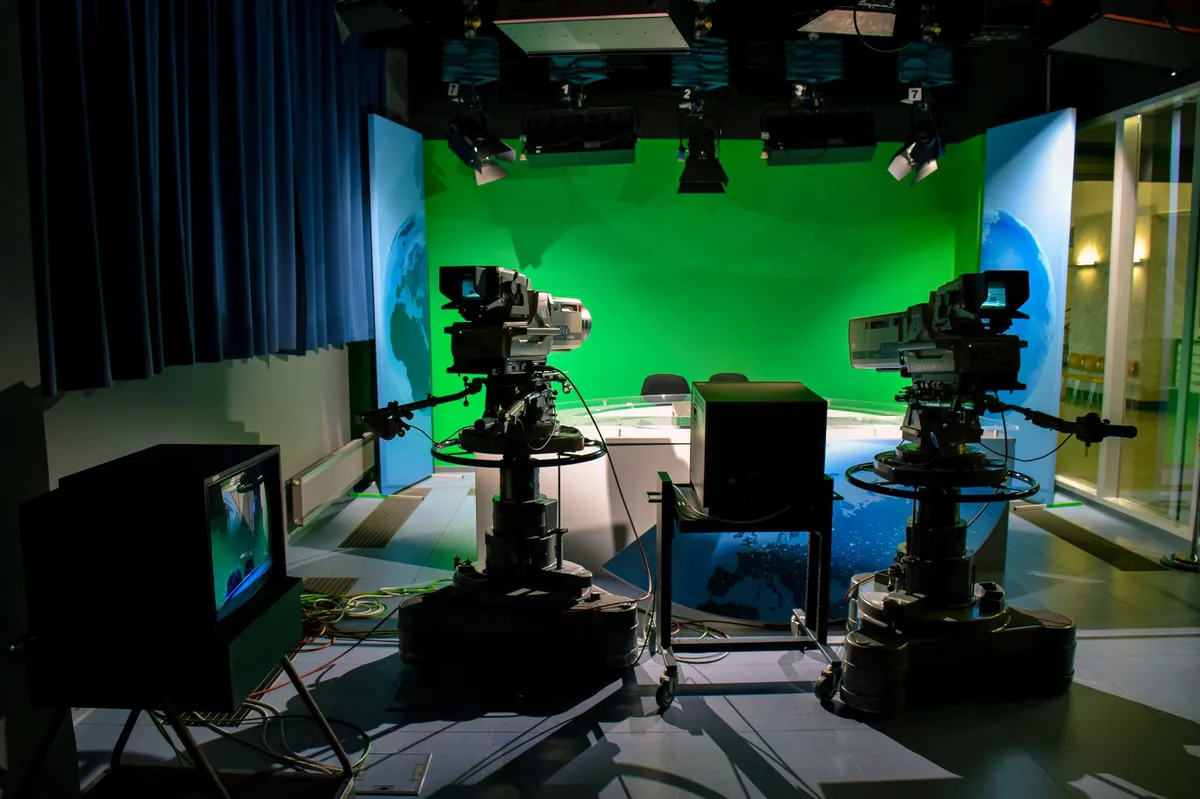 children in television studio