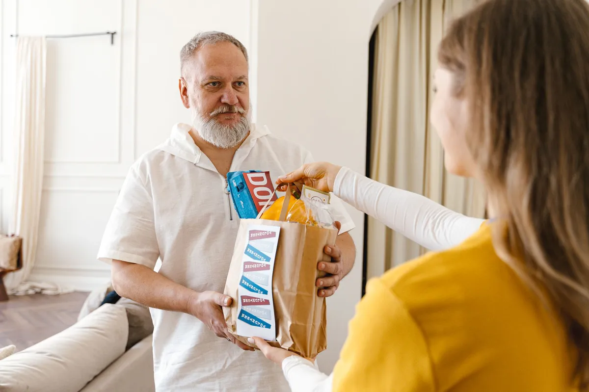 family receiving food assistance