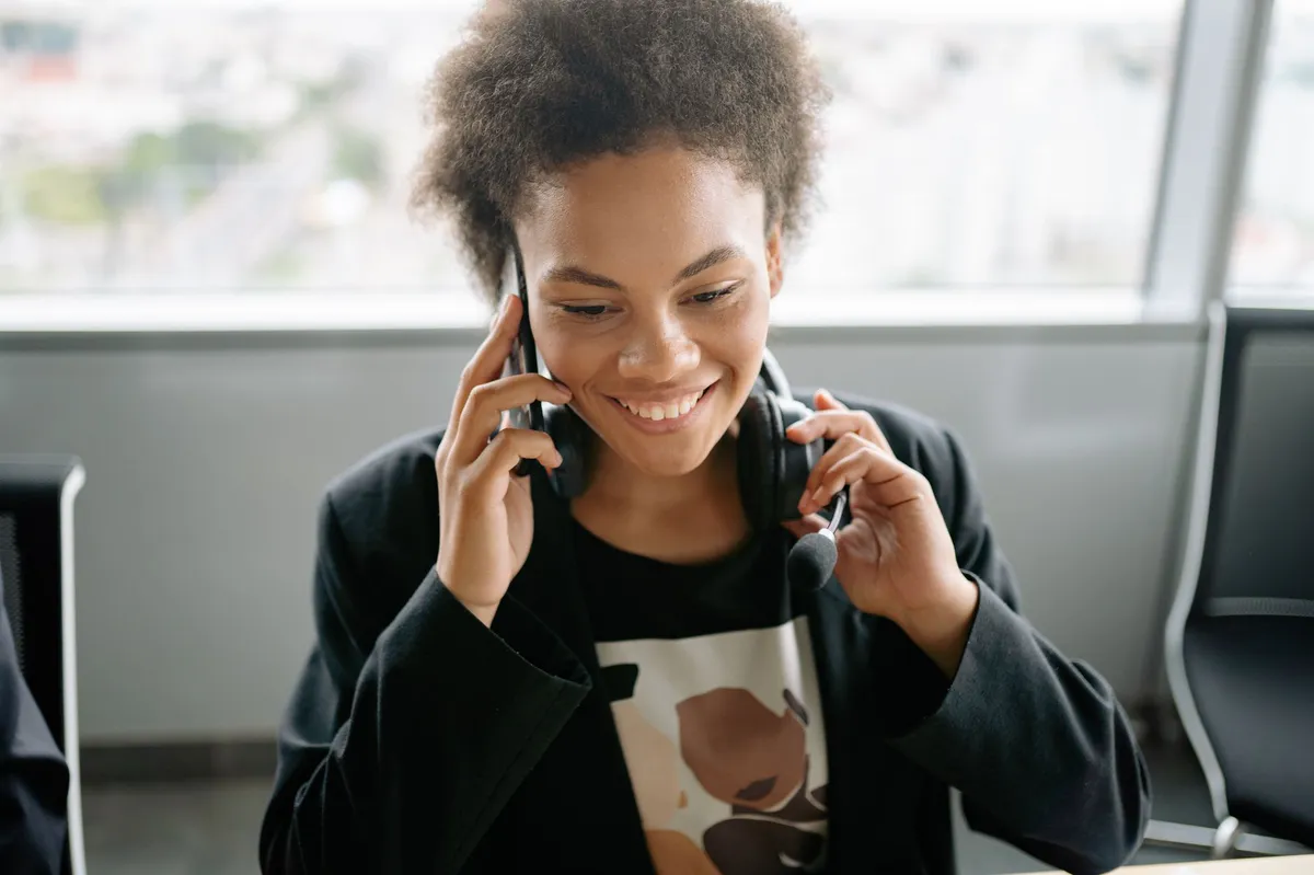 person on phone with insurance agent
