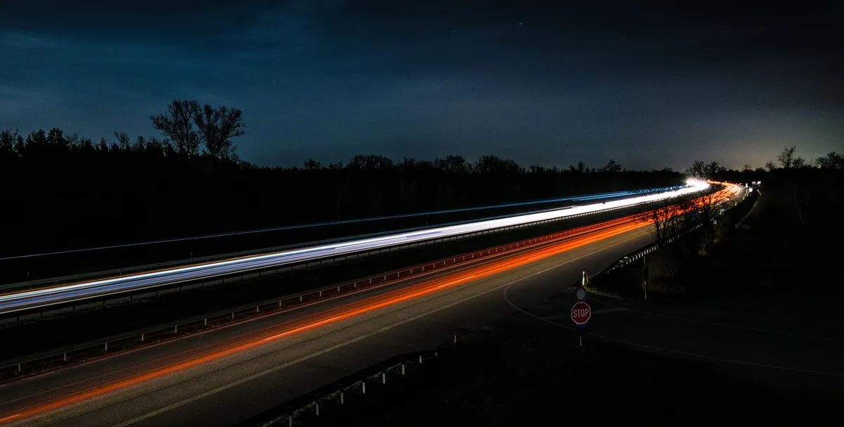 highway traffic at dusk