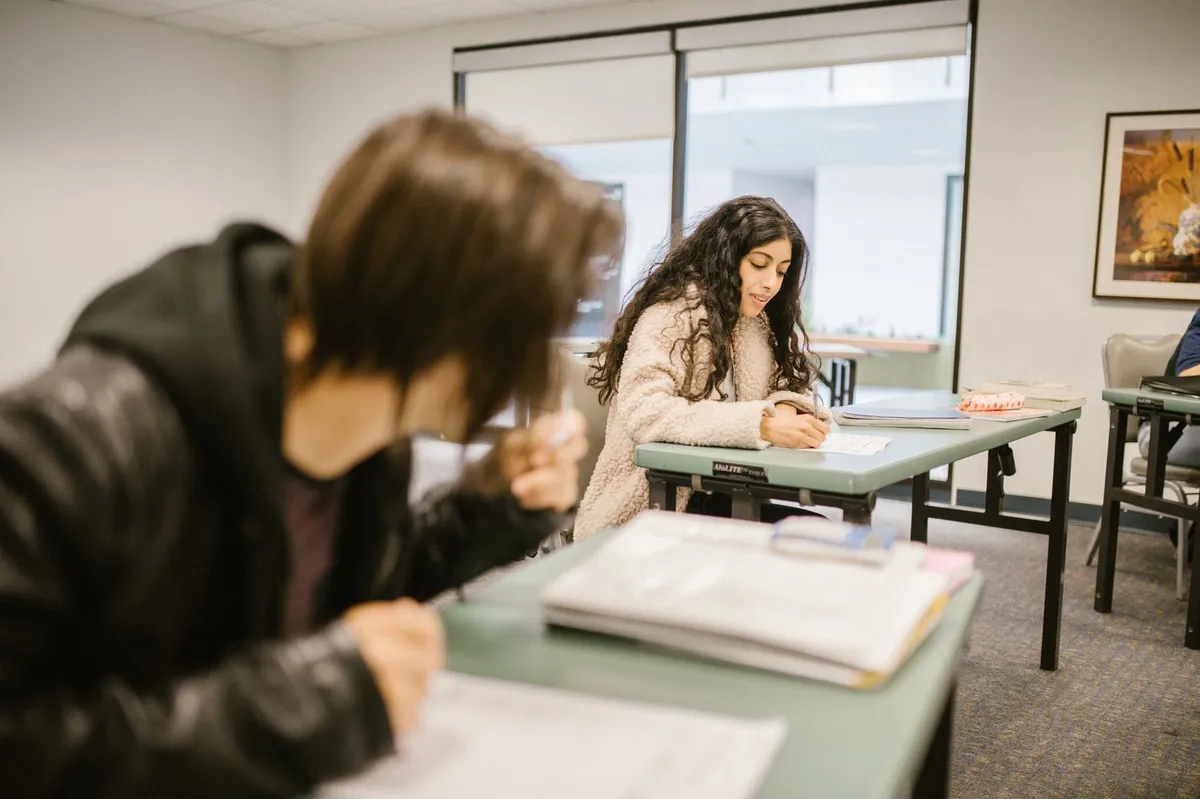 students studying in classroom