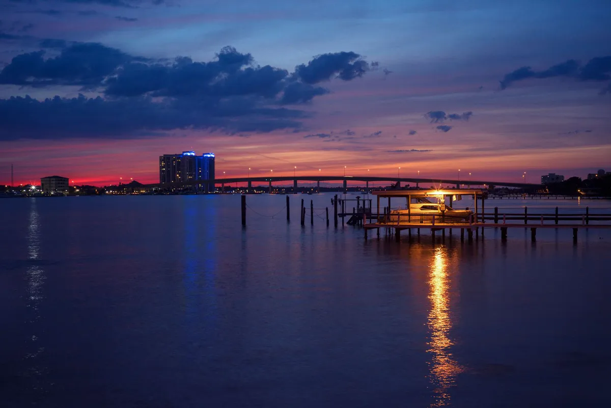 Pensacola skyline at sunset