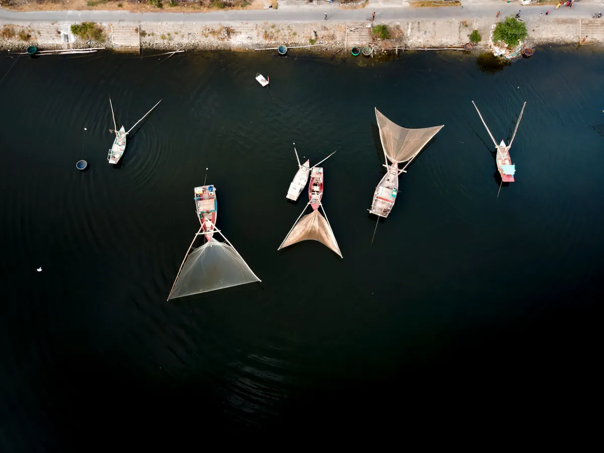 fishing boats at sea