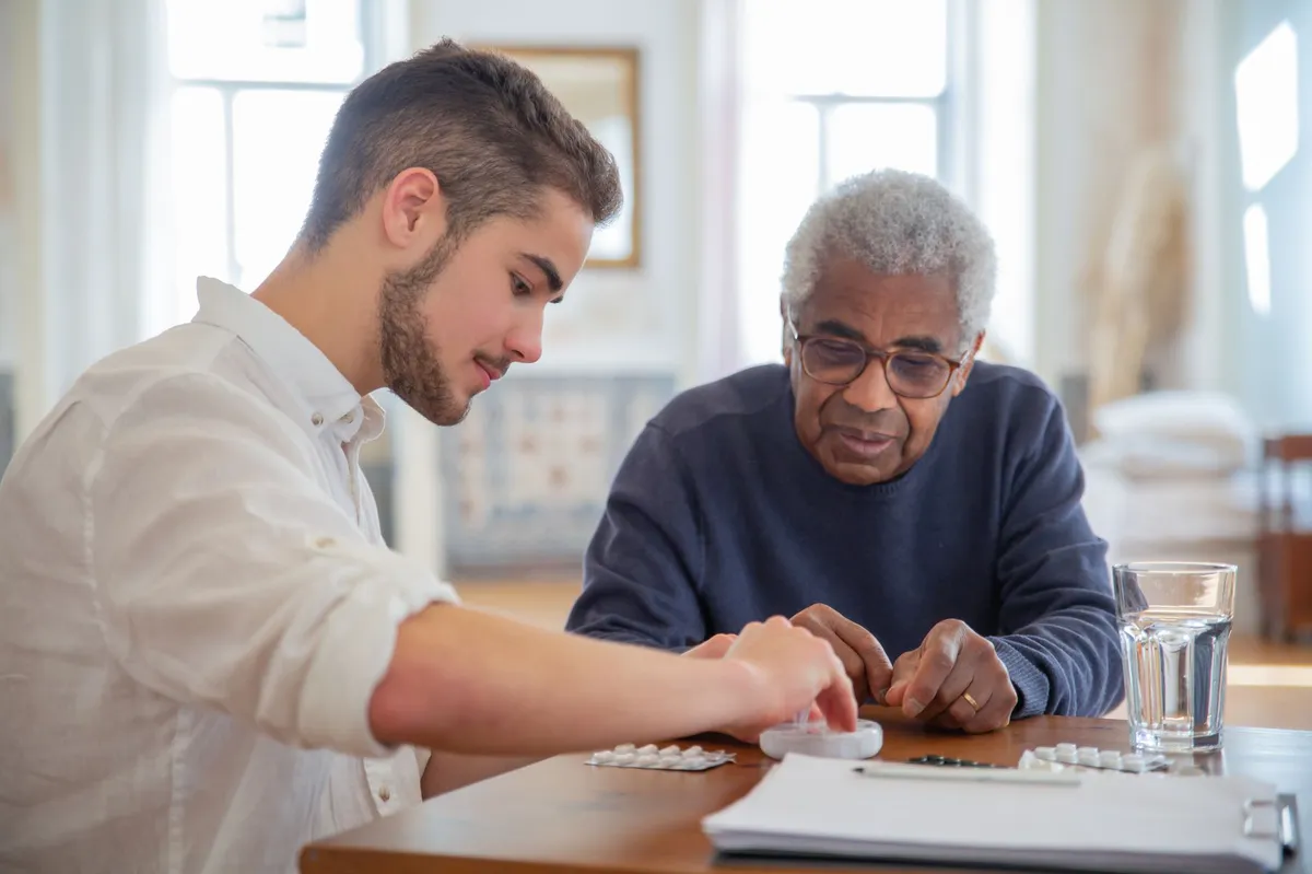 family discussing nursing home care