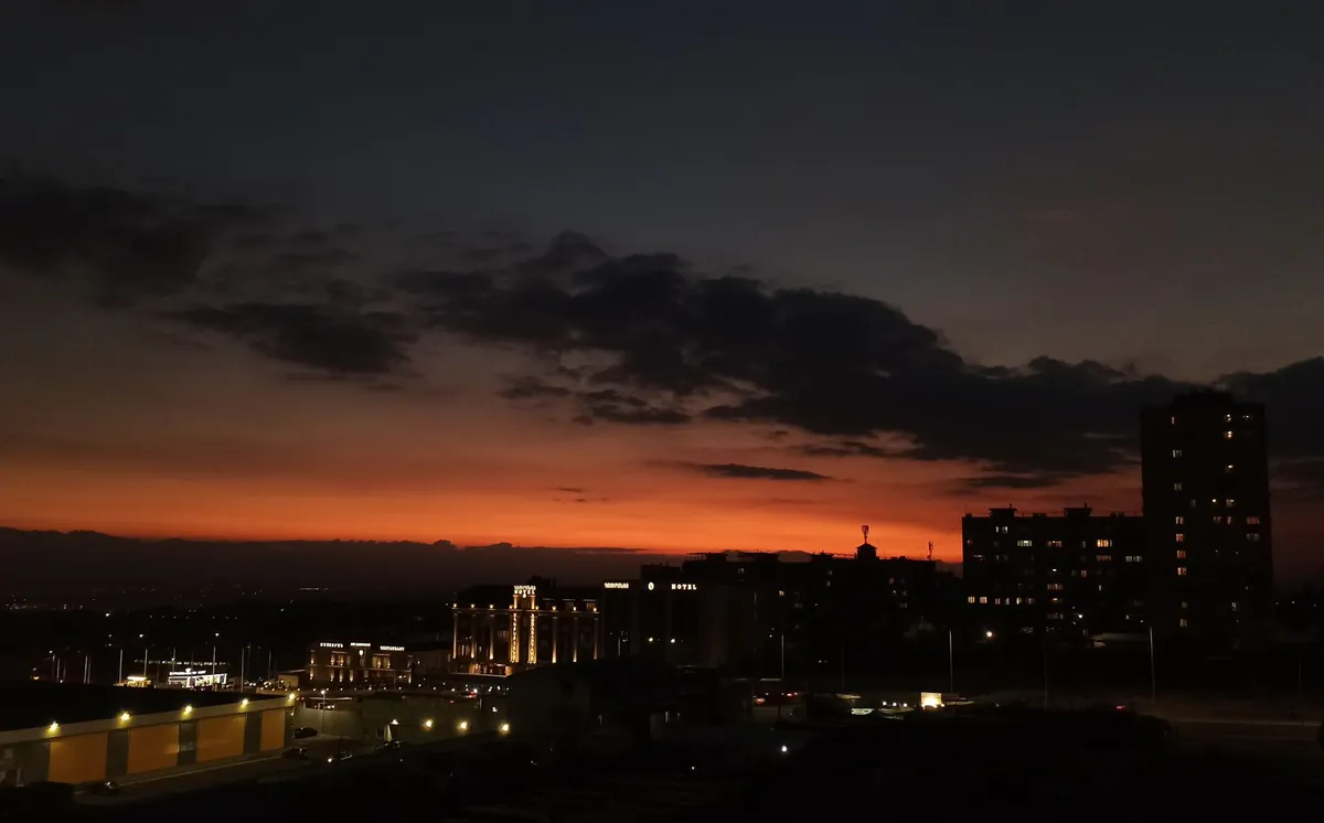 Yerevan cityscape at sunset